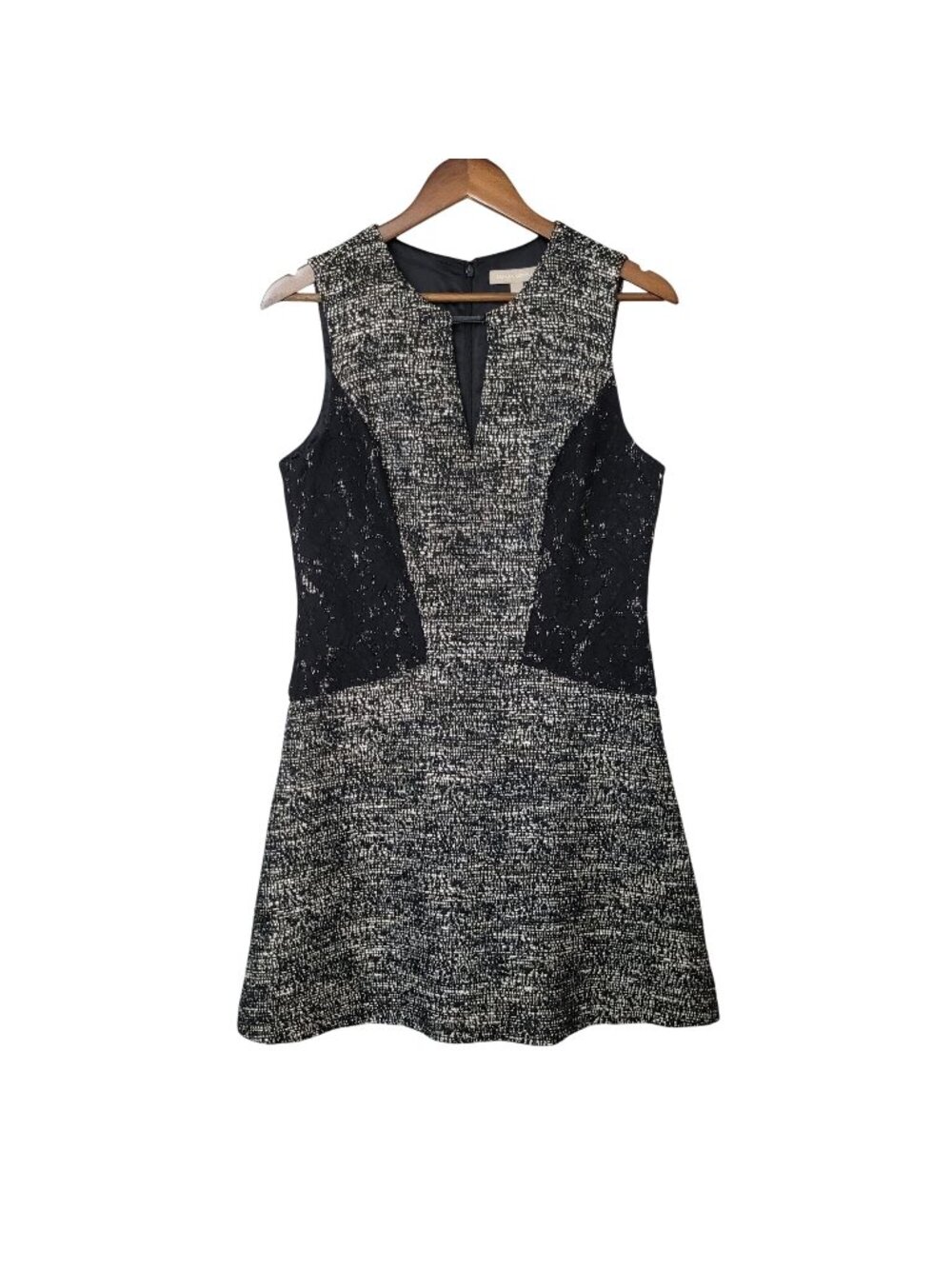 Banana Republic Tweed Dress Womens Size 8 Black White Fit & Flare Sleeveless